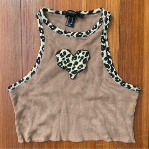 Cropped Cheetah Heart F21 Tank